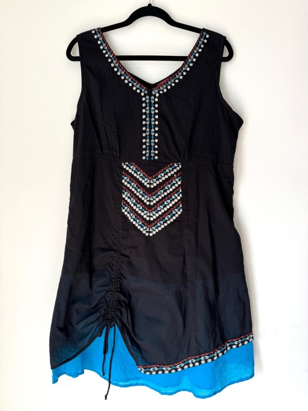 Coline Black Sleeveless Cotton Embroidered boho Summer Dress - Picture 2 of 11